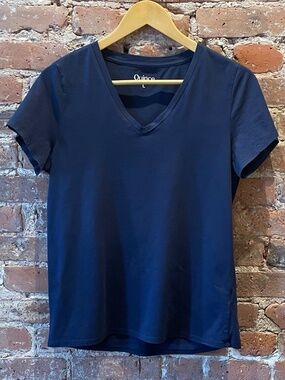 Quince Women's Navy Blue V-Neck Tee Shirt Size Large